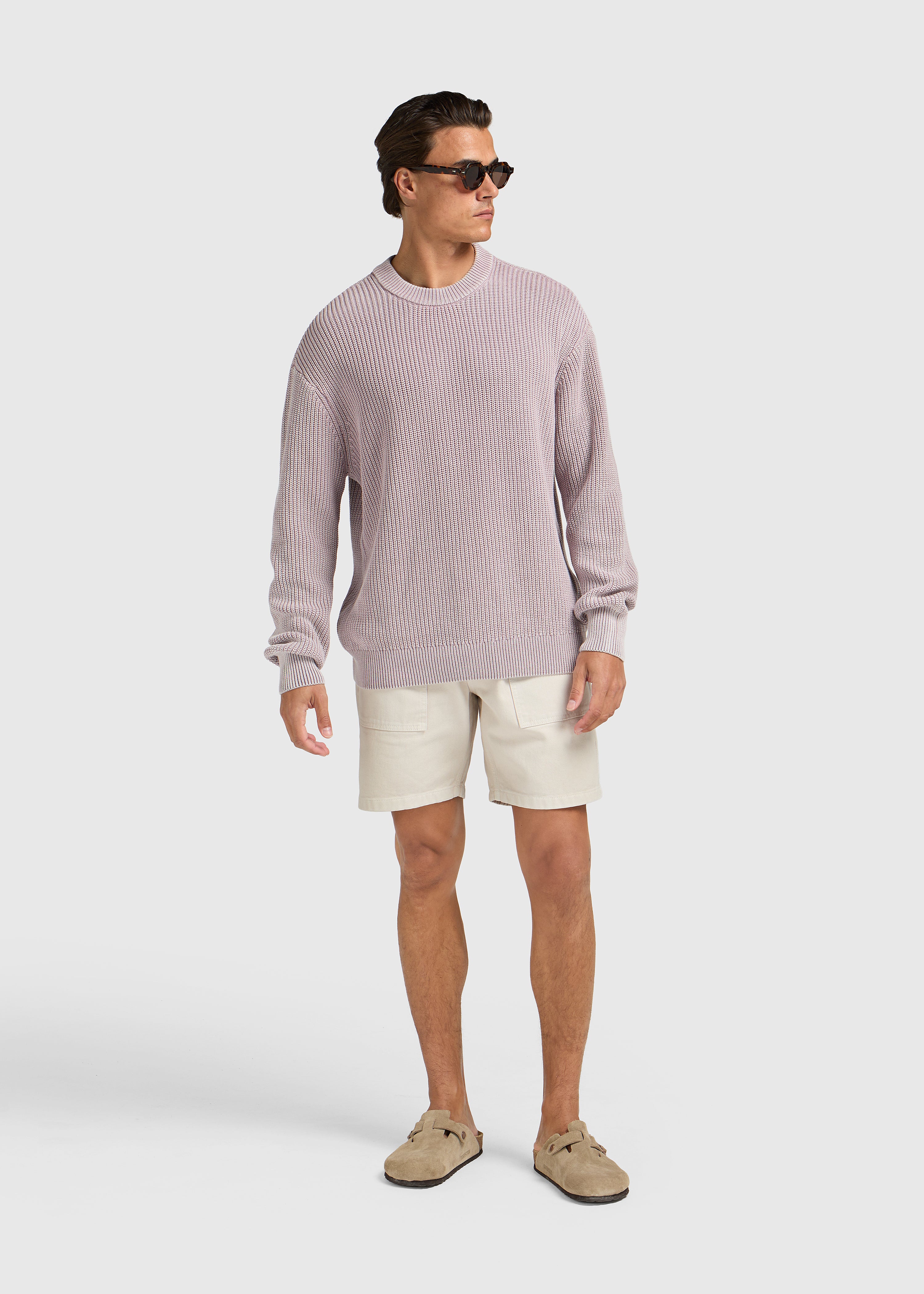 Washed Knit Crewneck - Lilac