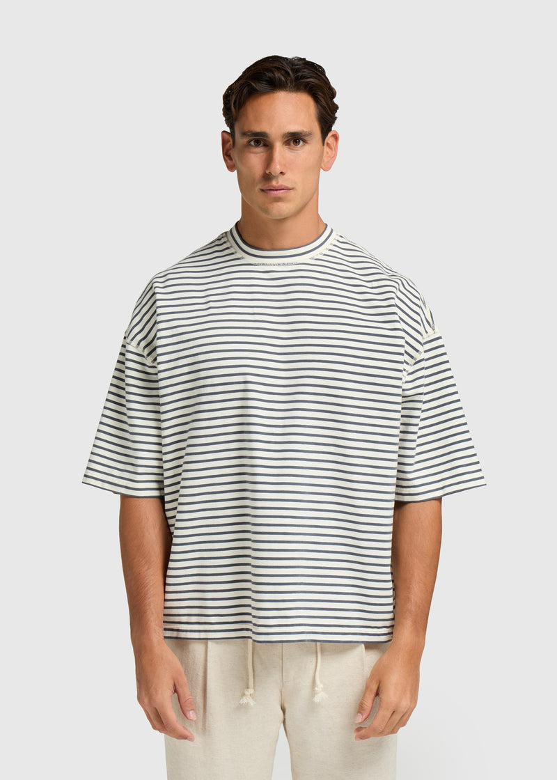 Boxy Stripe Tee - Ombre Blue