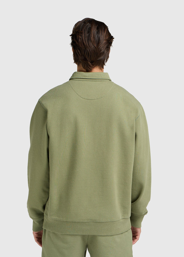 Vintage Washed Rugby Polo - Moss Green