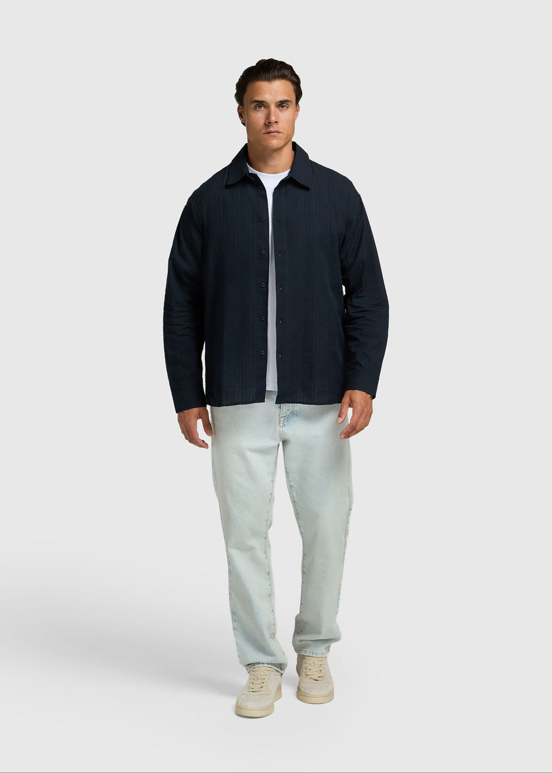 Textured Stripe Shirt - Navy Blue