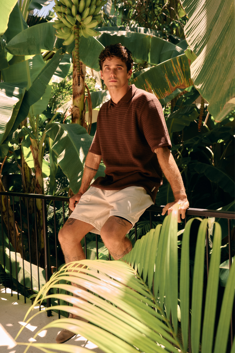 Structure Knit Polo - Brown