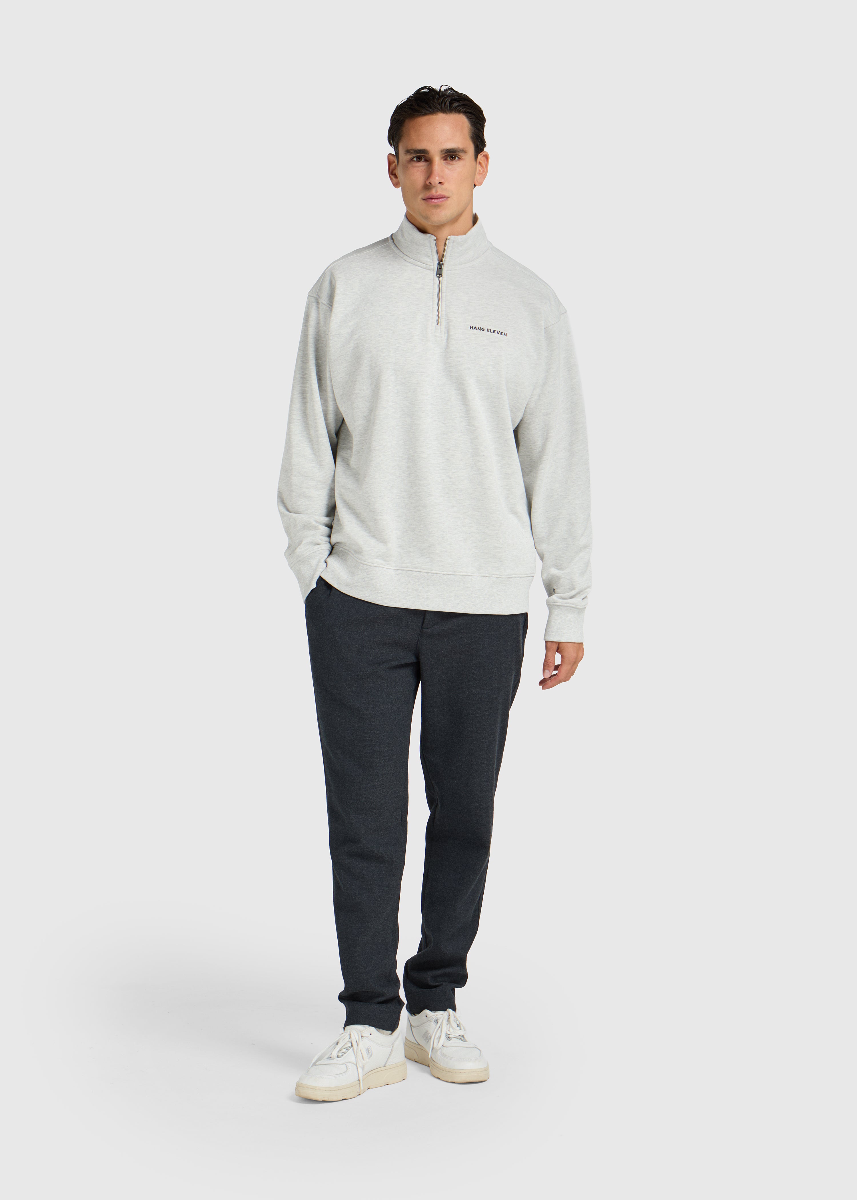 Half Zip Sweater - Grey Melee