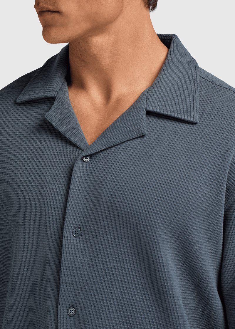 Relaxed Waffle Shirt - Navy Blue