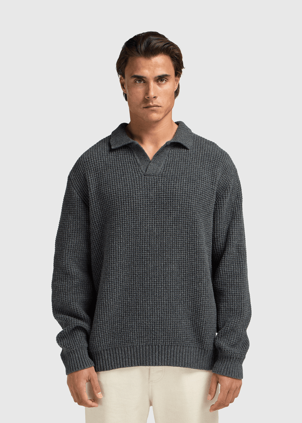 Riva Waffle Polo - Anthracite