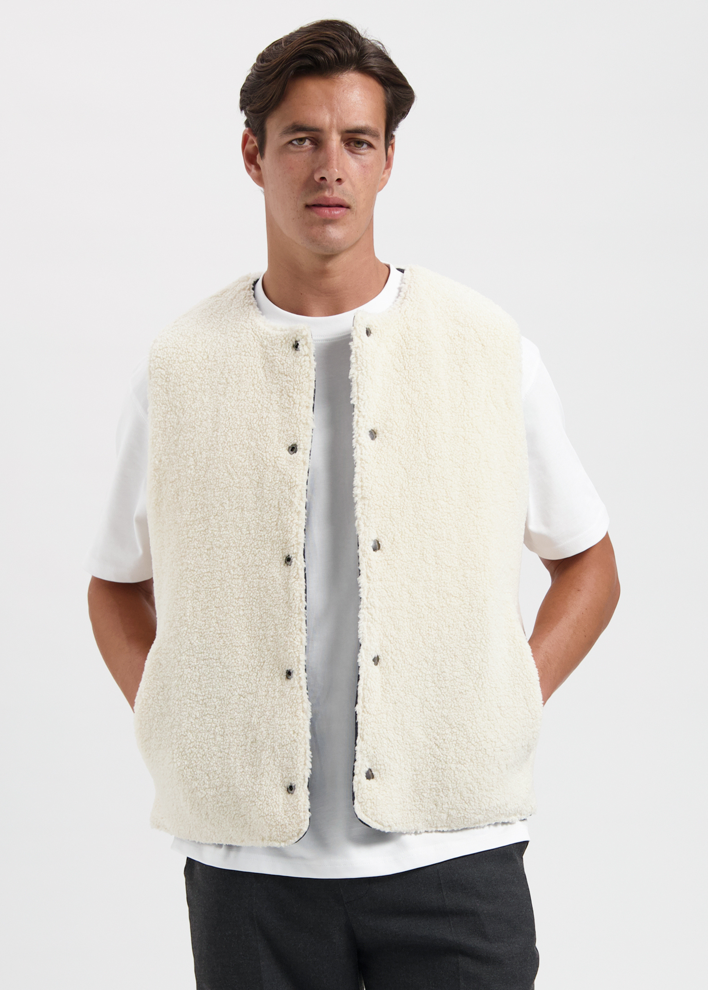 Reversible Teddy Vest - Navy Blue