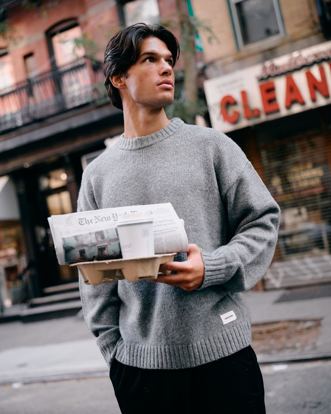 Heavy Knit Crewneck - Grey Melee