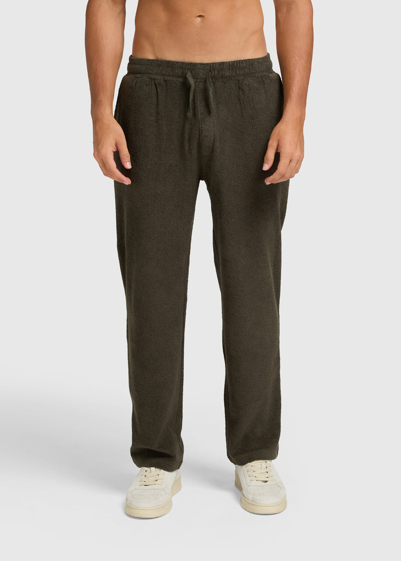 Toweling Bouclé Pants - Forest Green