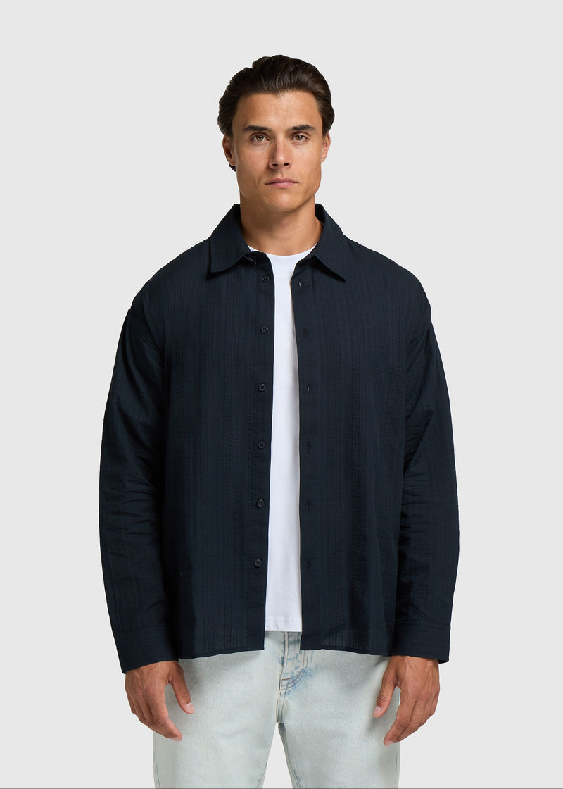 Textured Stripe Shirt - Navy Blue