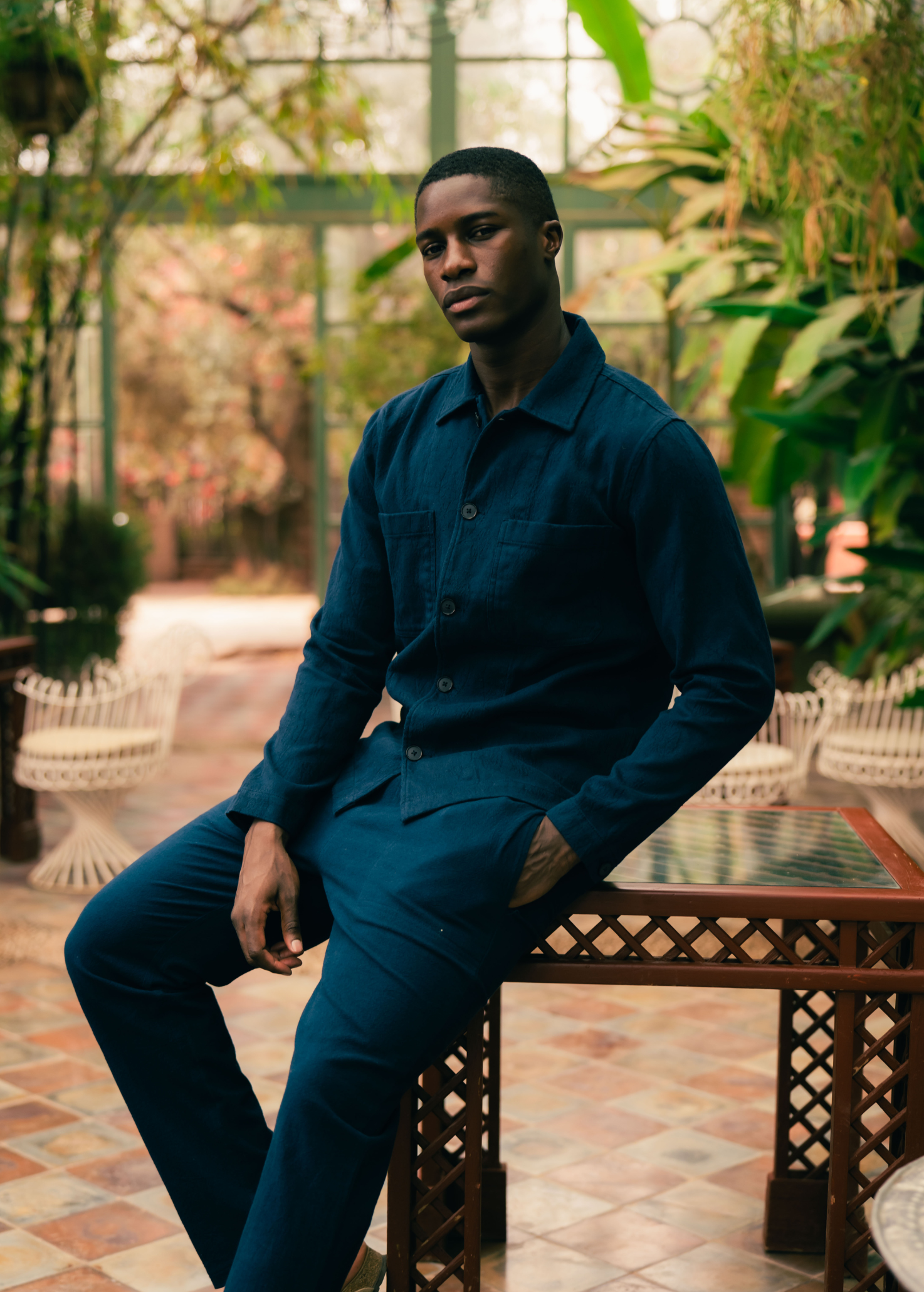 Jacquard Overshirt - Navy Blue