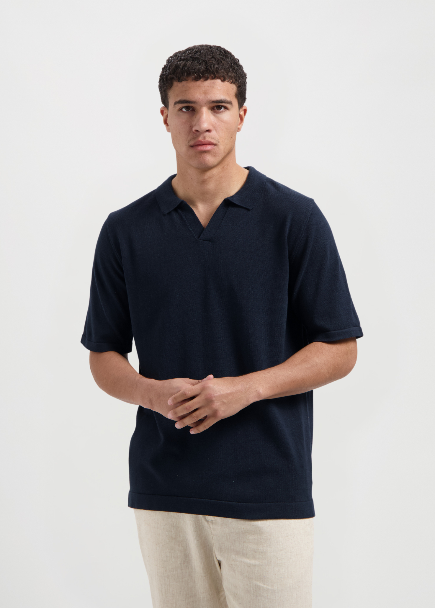 Polo en Tricot - Bleu Marine