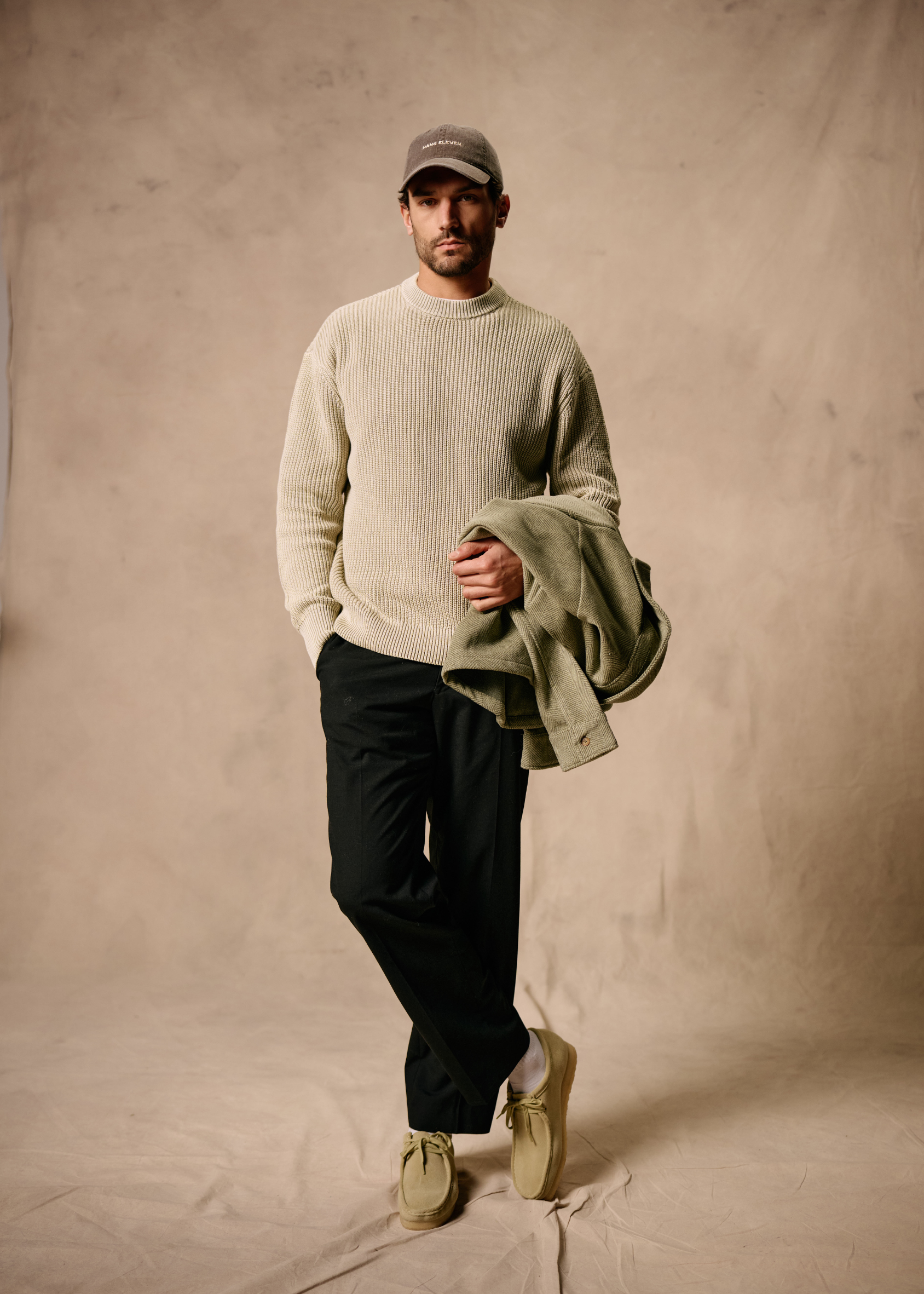 Washed Knit Crewneck - Slate Green