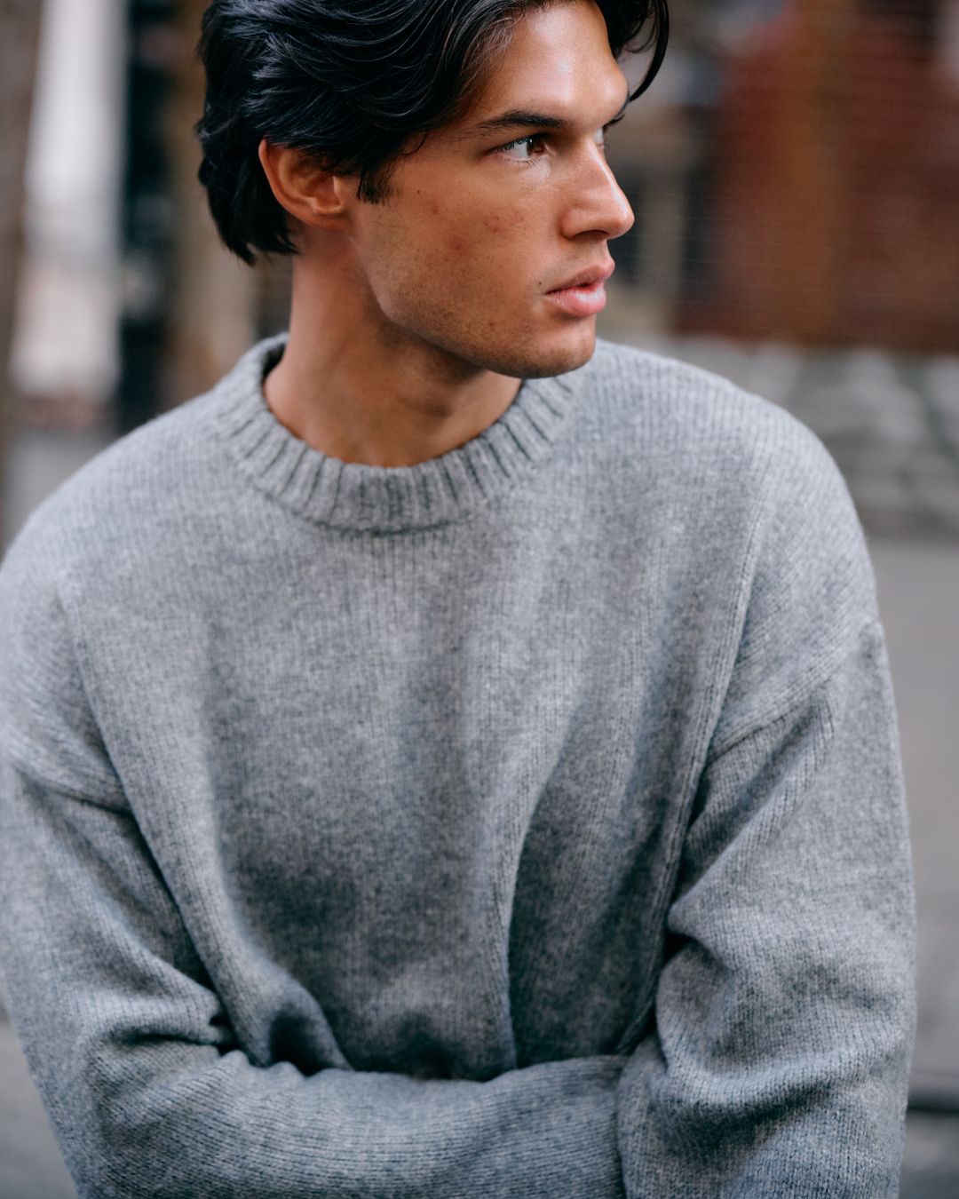 Heavy Knit Crewneck - Grey Melee