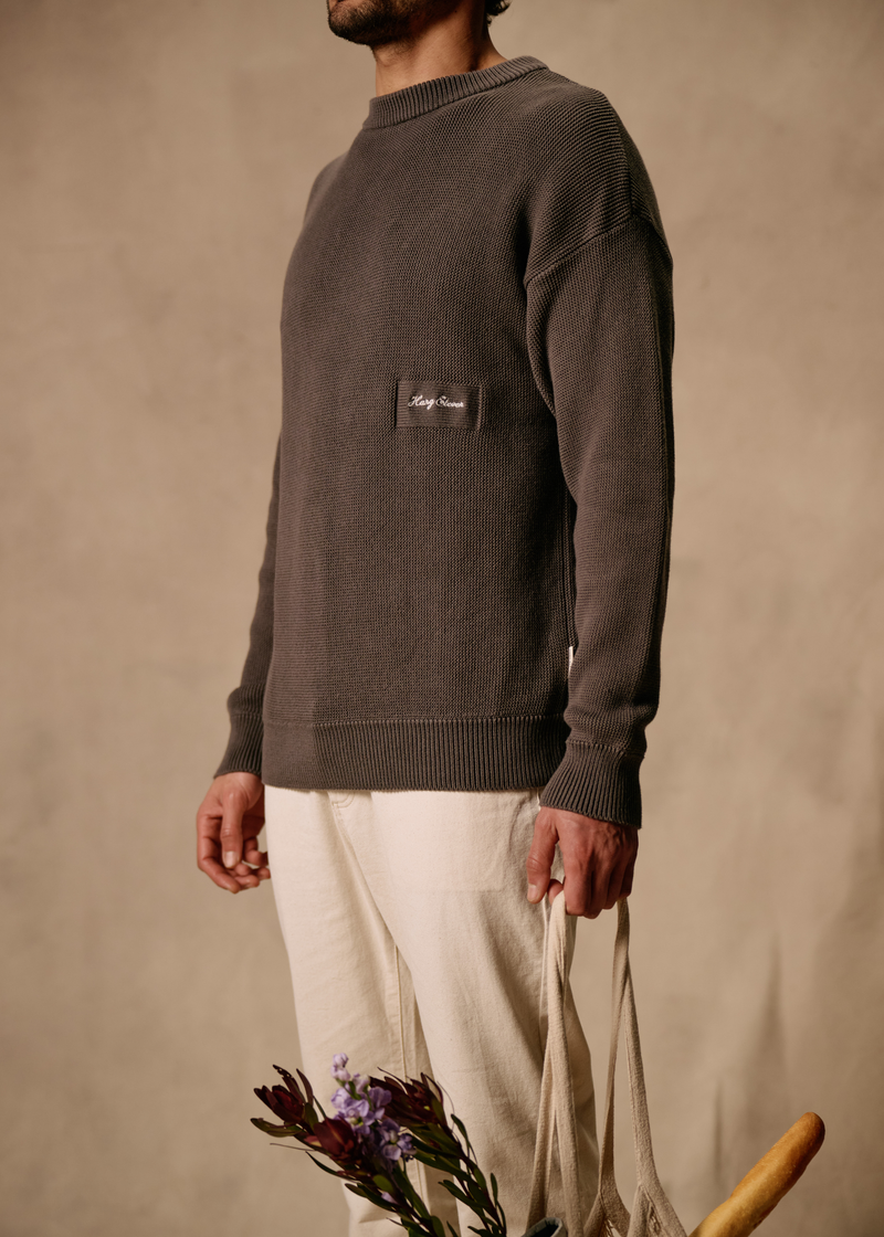 Embro Strickpullover mit Rundhalsausschnitt – Steingrau