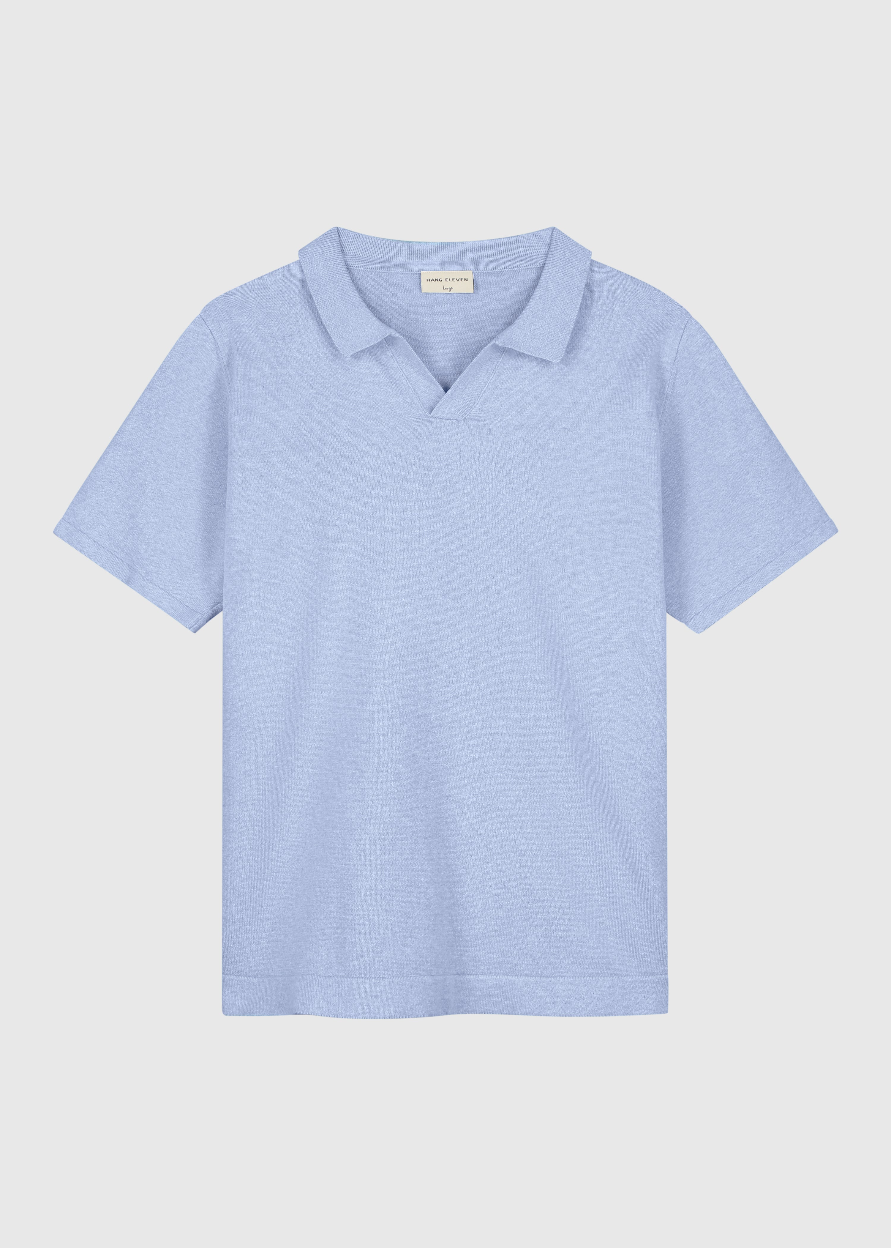 Polo en Tricot - Bleu Clair Mélangé