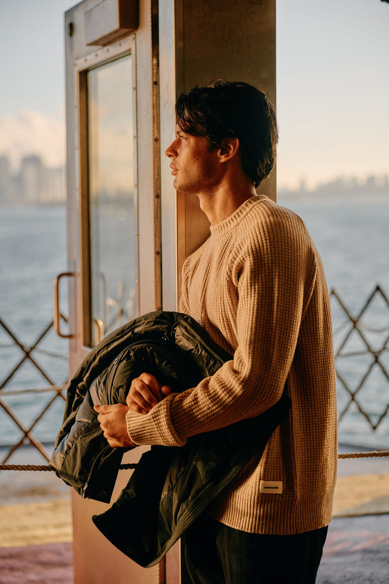 Soft Waffle Crewneck - Dark Sand