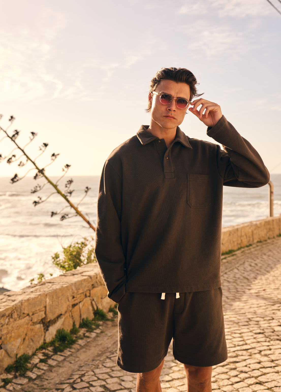 Vintage Washed Pocket Polo - Brown