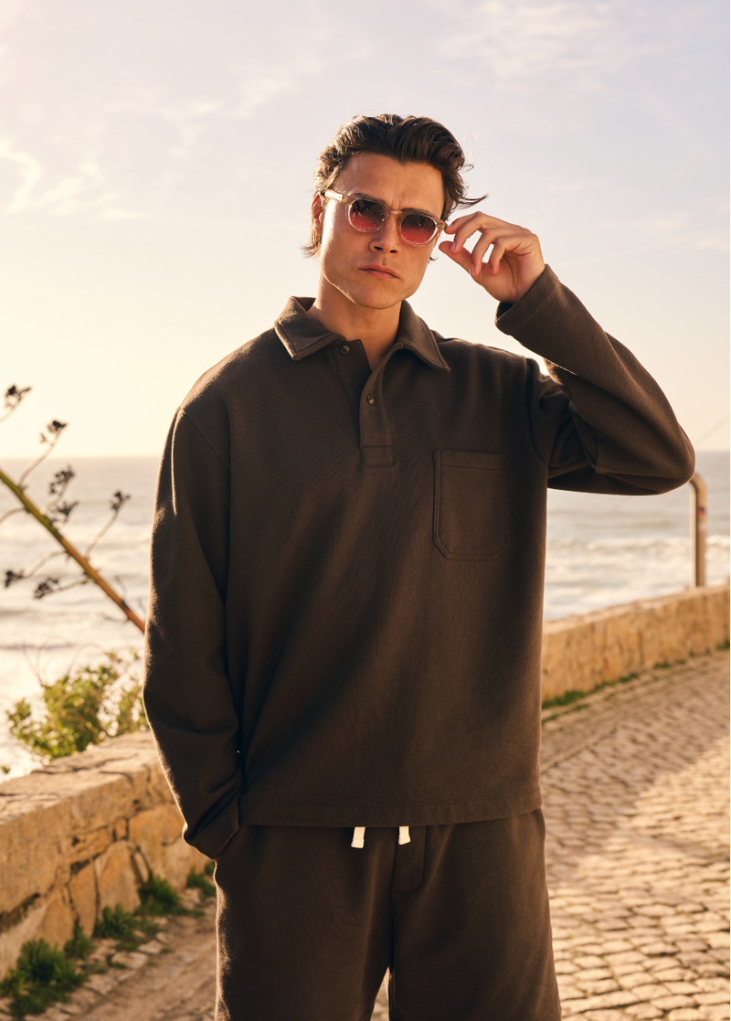 Vintage Washed Pocket Polo - Brown