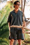 Relaxed Waffle Shirt - Navy Blue