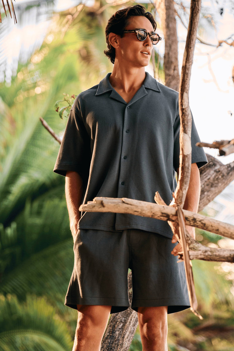 Relaxed Waffle Shirt - Navy Blue