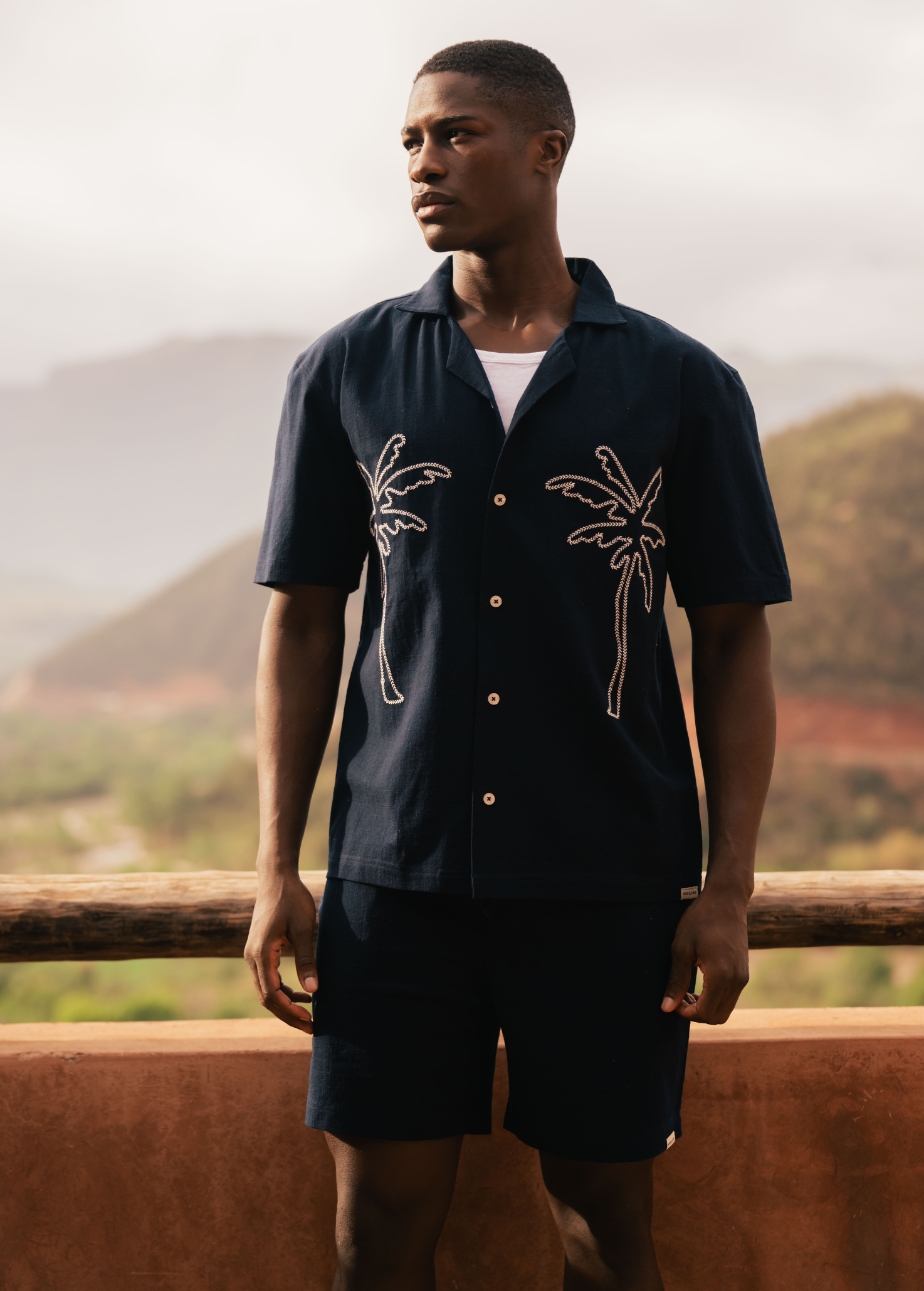 Palm Slub Shirt - Navy