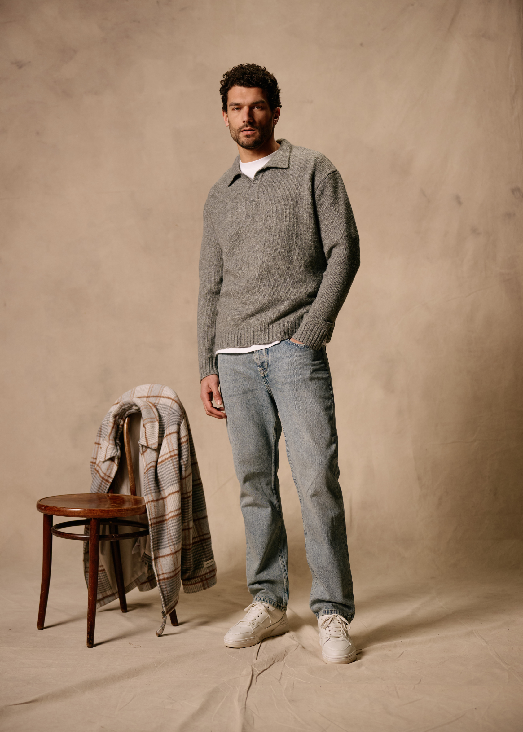 Heavy Knit Polo - Dark Grey