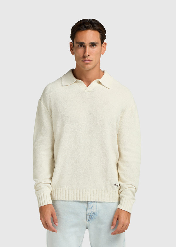 Loop Knit Polo - White Sand