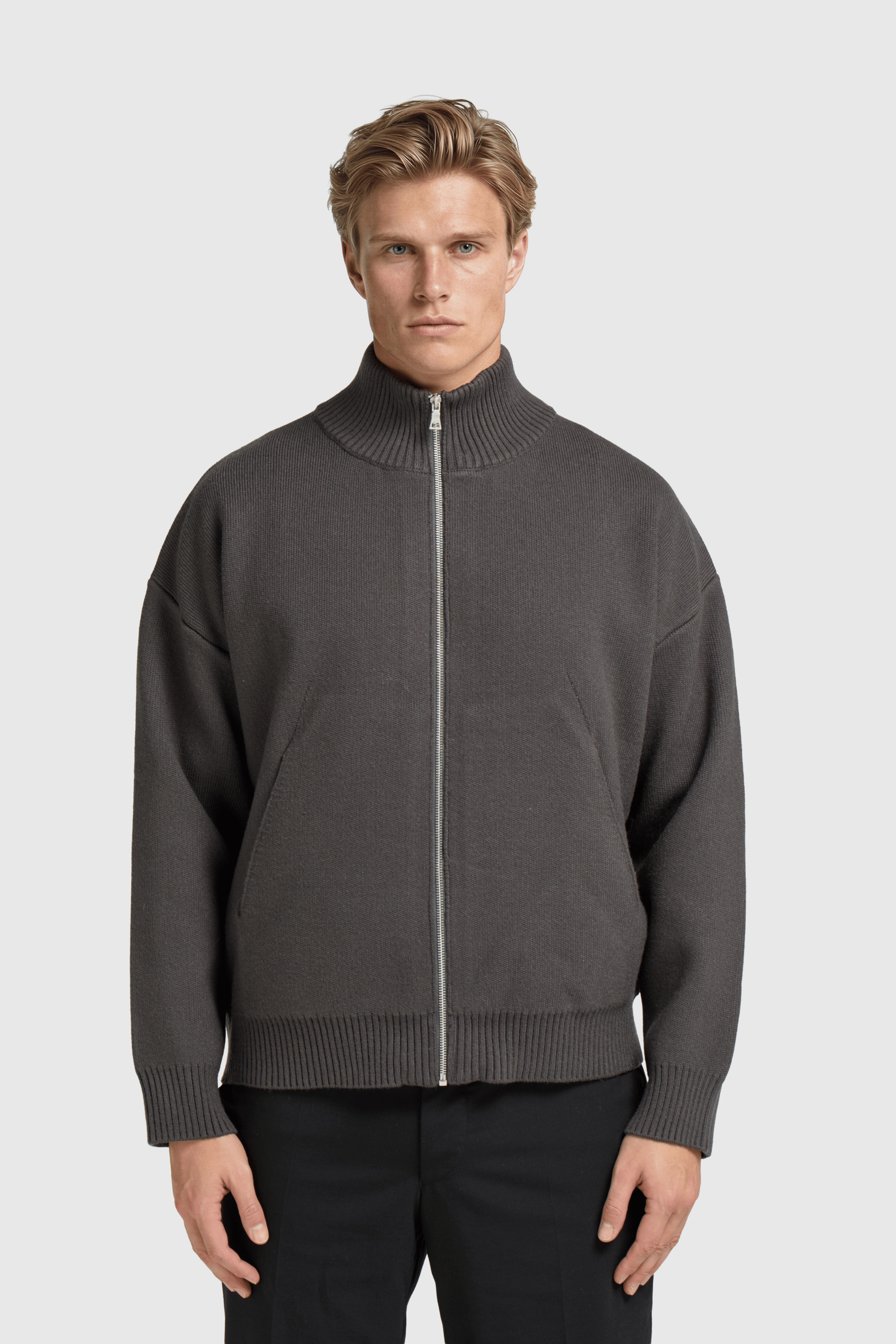 Knitted Full Zip Vest - Anthracite