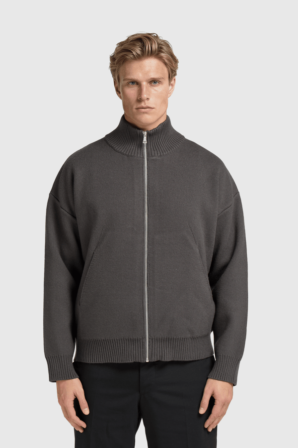Knitted Full Zip Vest - Anthracite