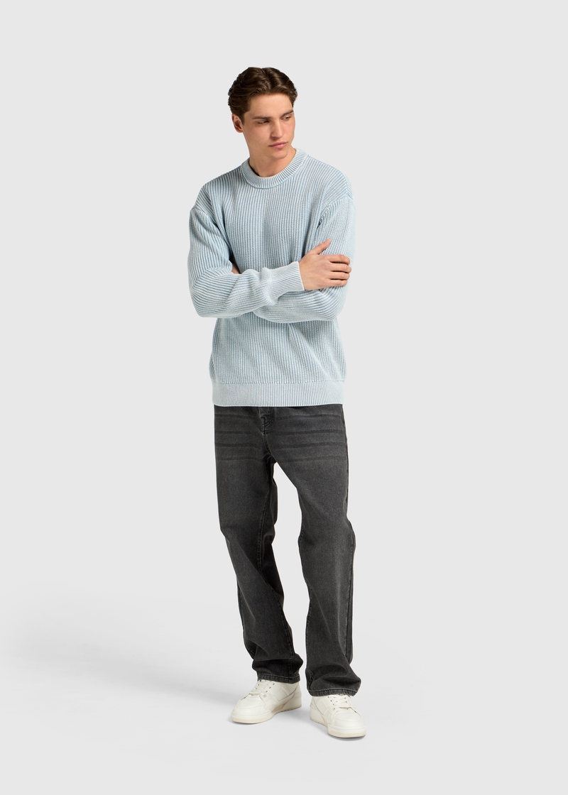 Washed Knit Crewneck - Light Blue