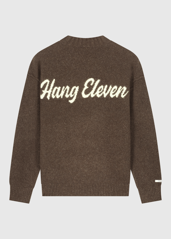 Cozy Brand Knit Crewneck - Brown
