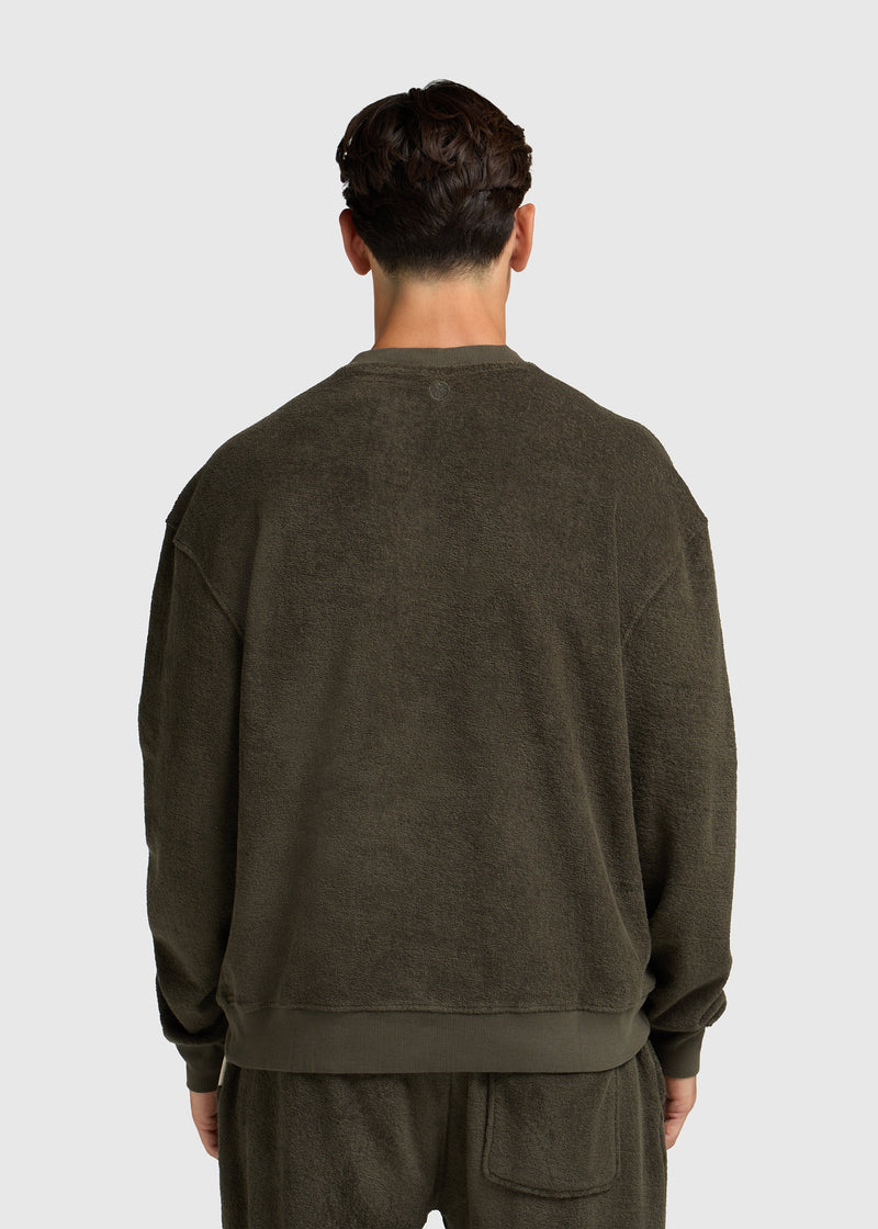 Toweling Bouclé Crewneck - Forest Green