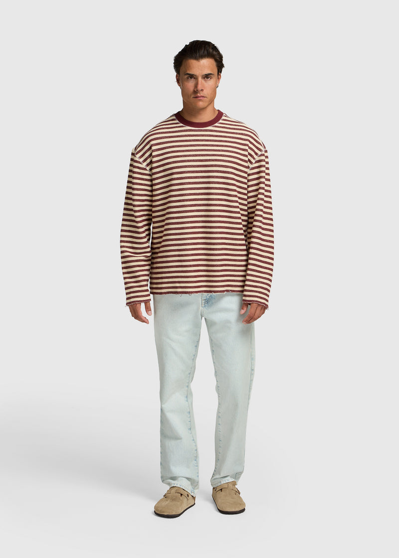 Structure Stripe Longsleeve - Bordeaux Red