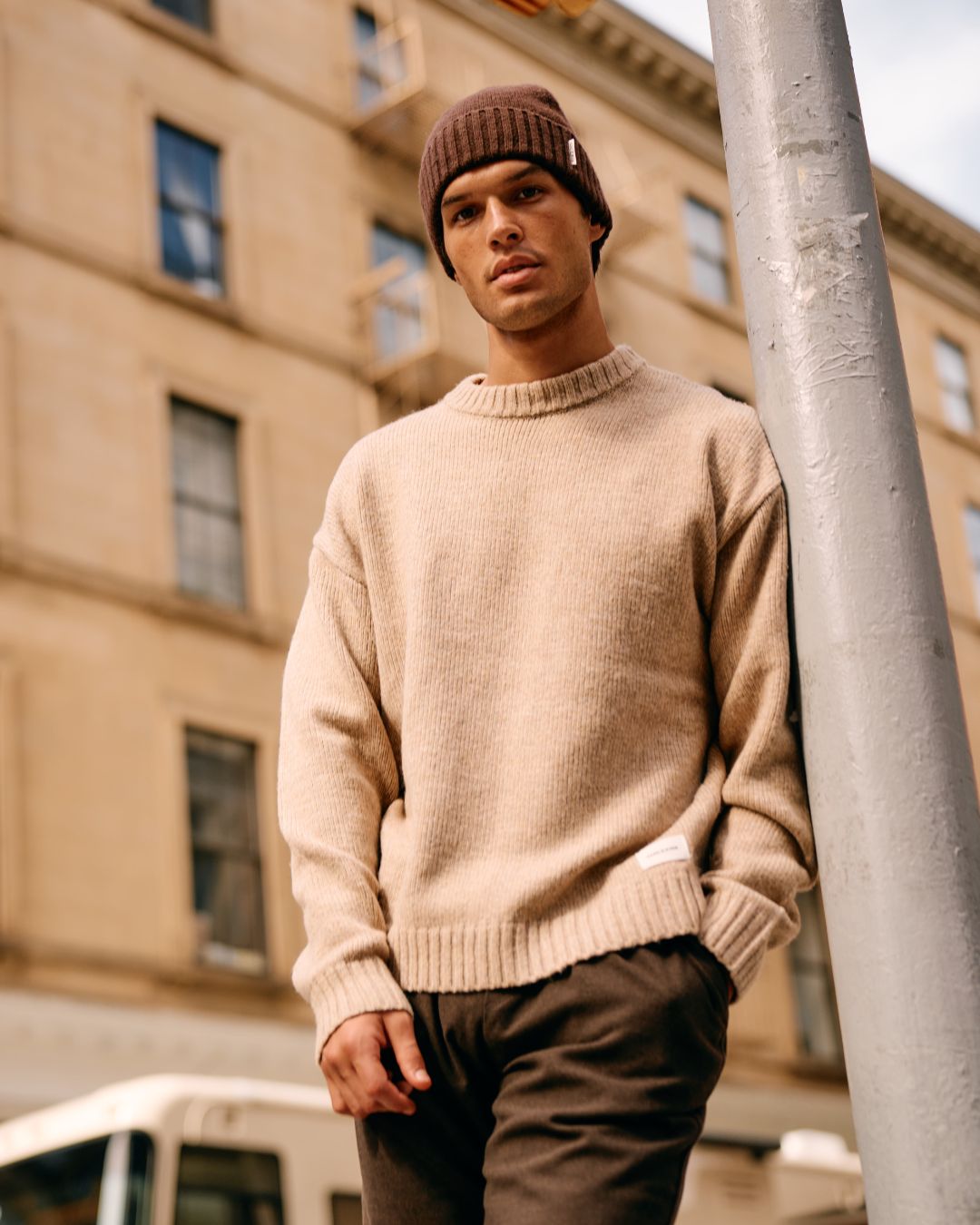 Heavy Knit Crewneck - Dark Sand