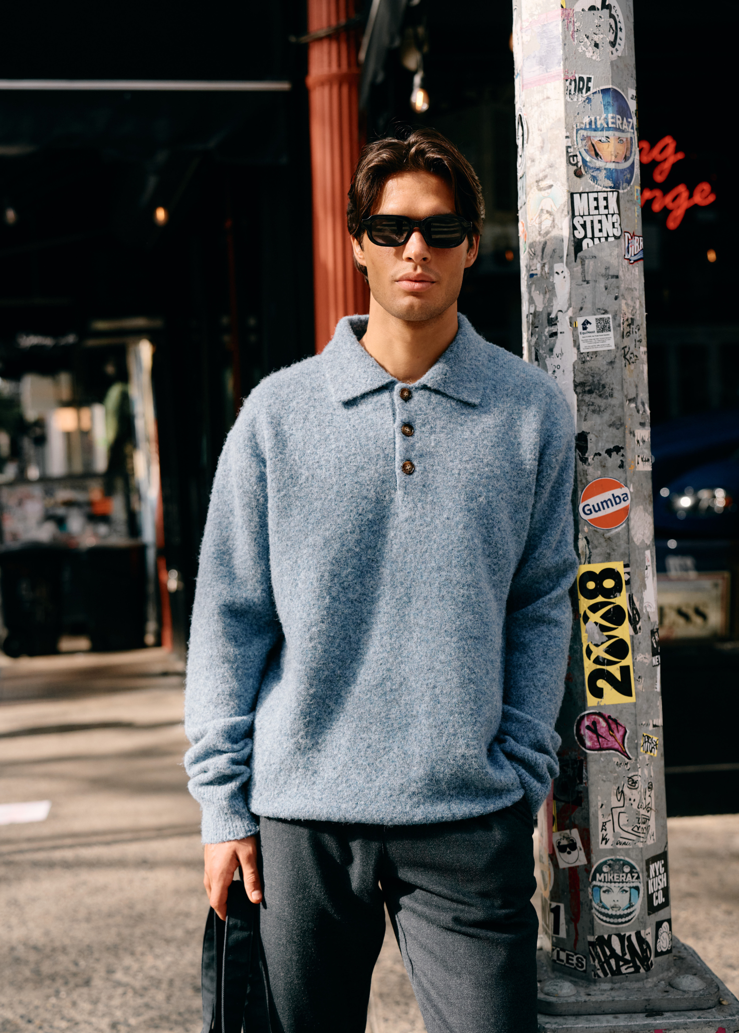 Soft Wool Polo - Light Blue