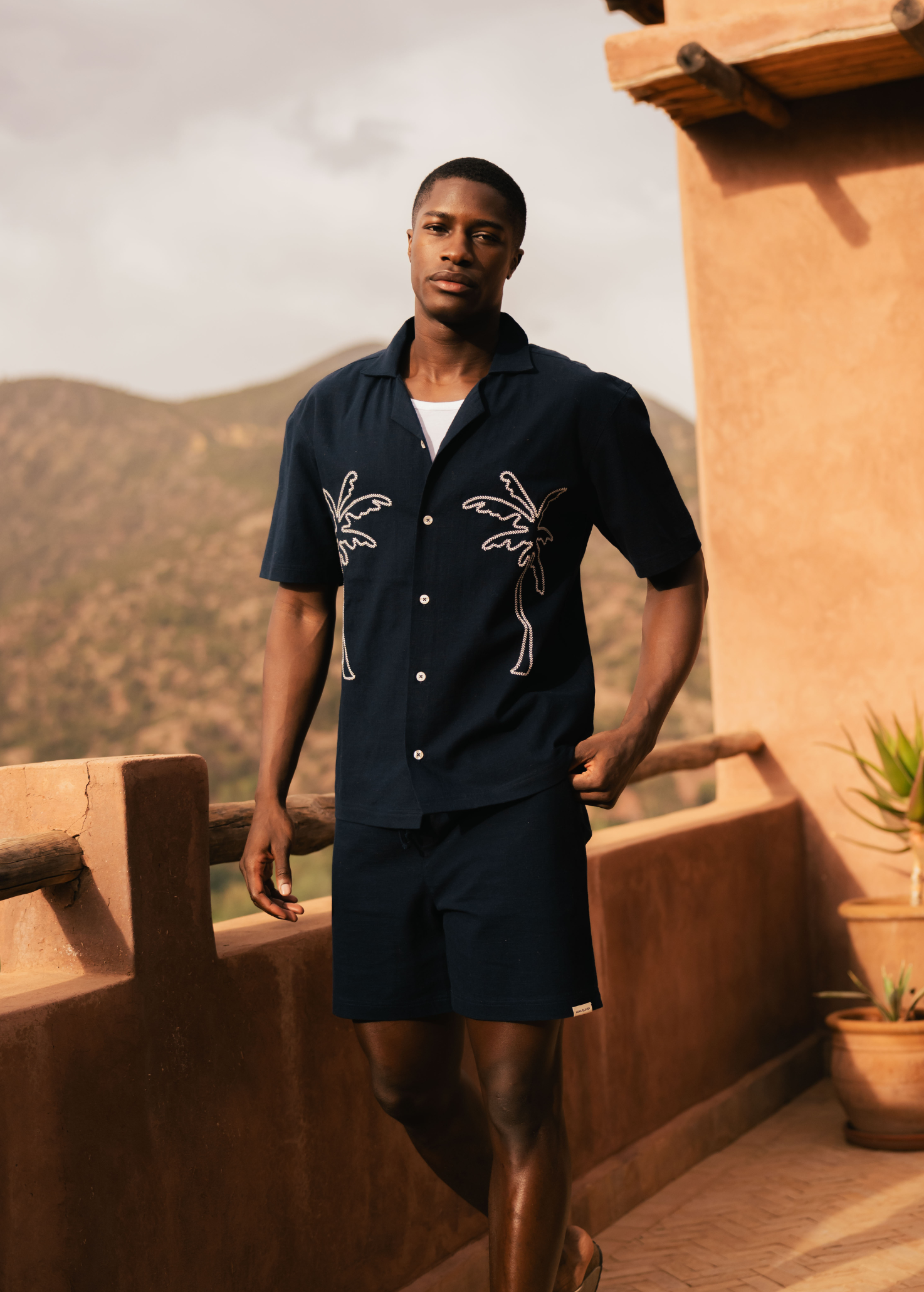 Palm Slub Shirt - Navy