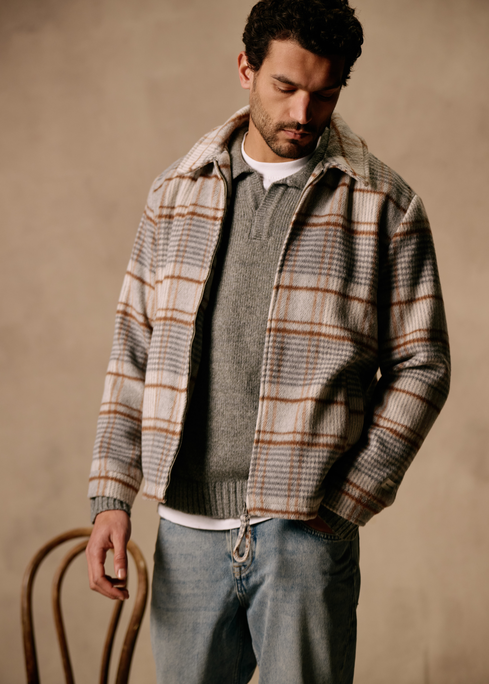 Hairy Check Jacket - Grey