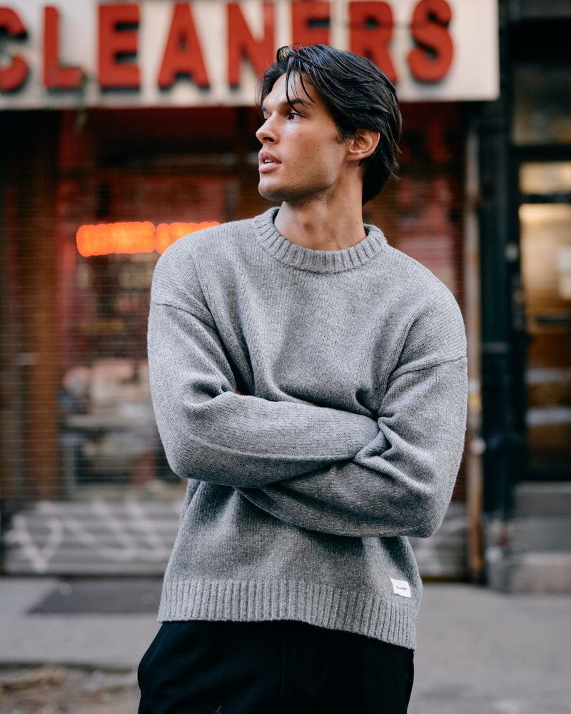 Heavy Knit Crewneck - Grey Melee