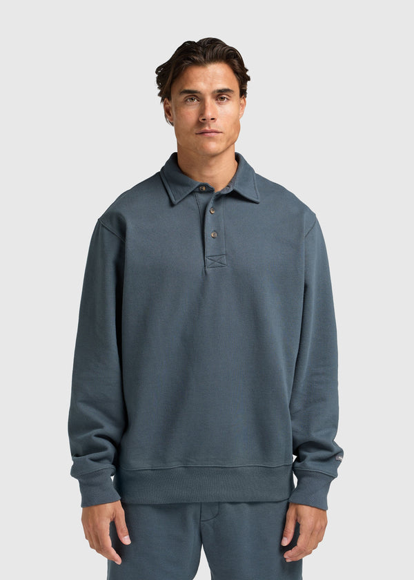 Vintage Washed Rugby polo - Navy Blue