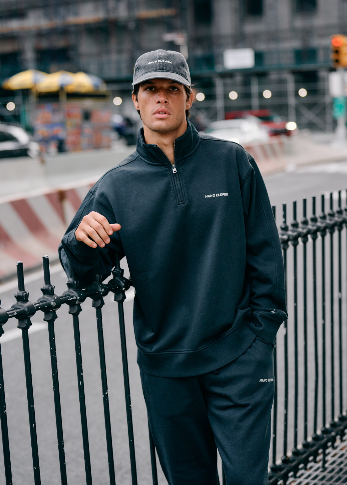 Haut Premium Blanks demi-zip - Délavé à l'acide