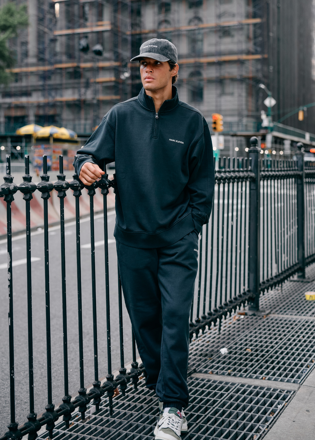 Haut Premium Blanks demi-zip - Délavé à l'acide