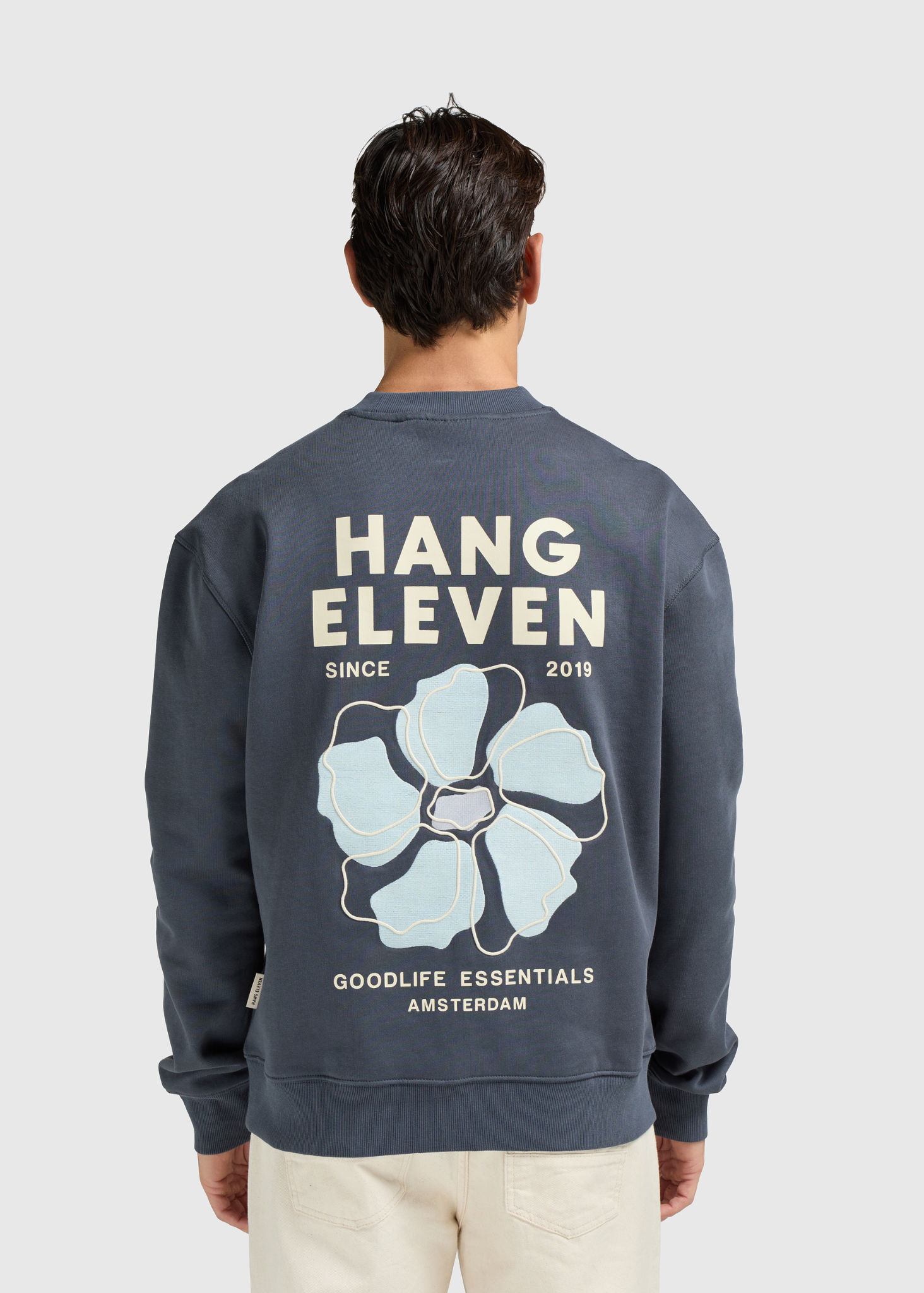 The Floral Crewneck - Ombre Blue