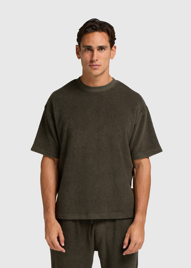 Toweling Bouclé Tee - Forrest Green