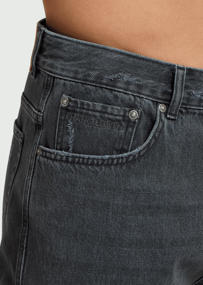 Short en jean propre - Noir