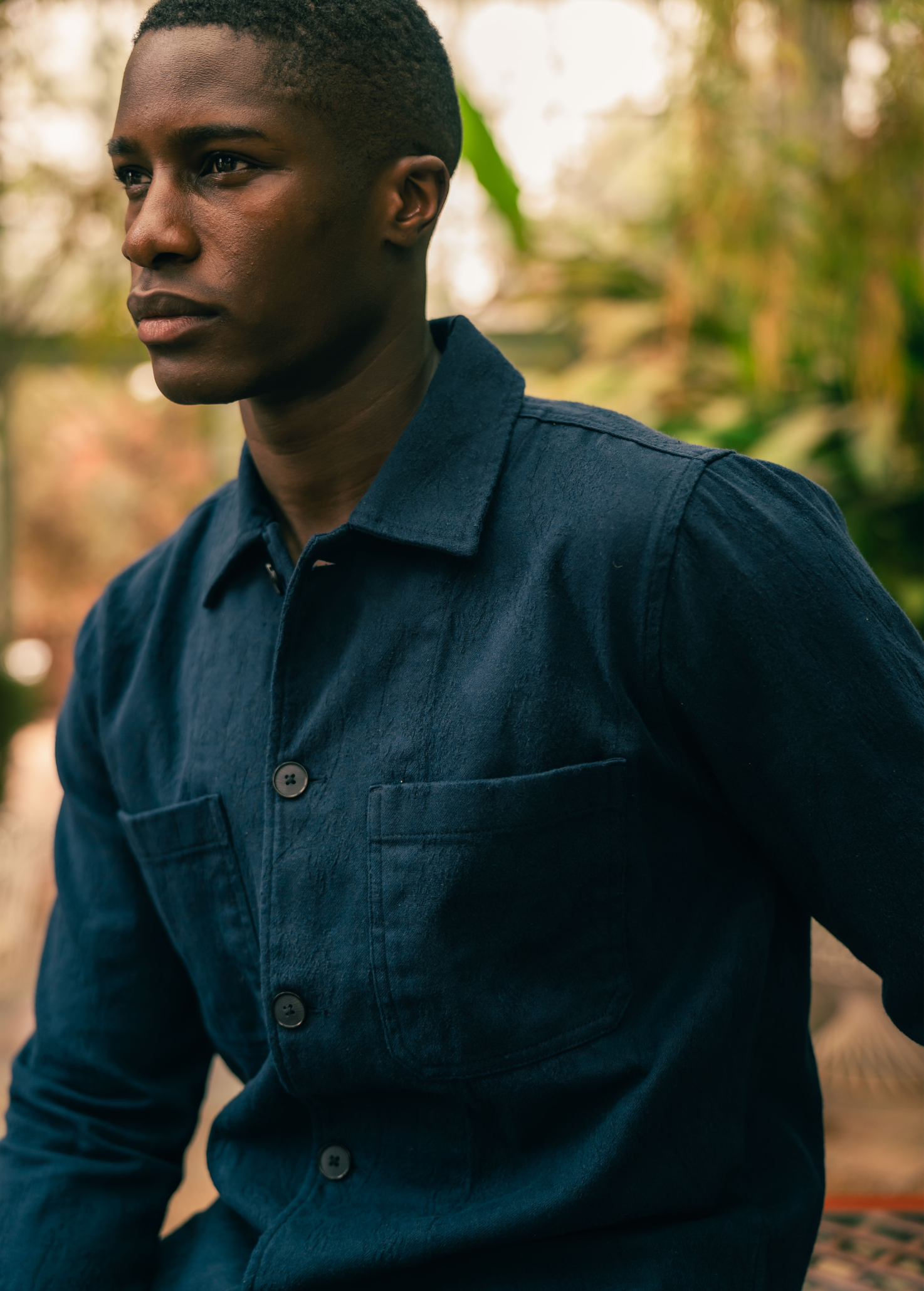 Jacquard Overshirt - Navy Blue