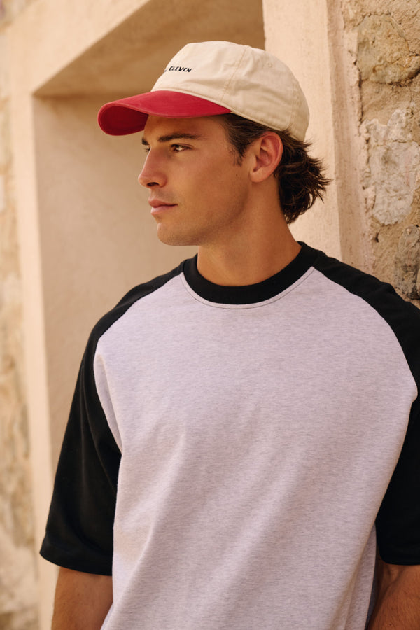 Colour block Tee - Off Black