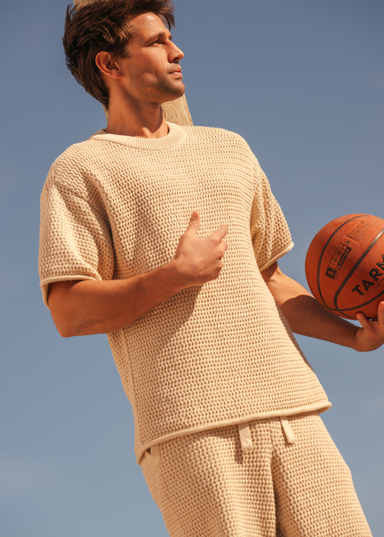 Crochet Knitted Tee - Sand