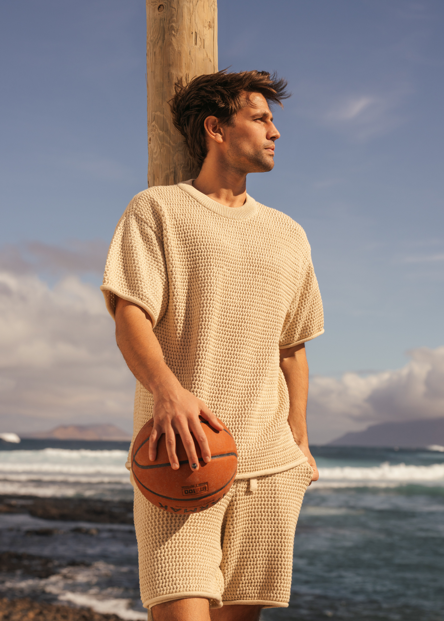 Crochet Knitted Tee - Sand