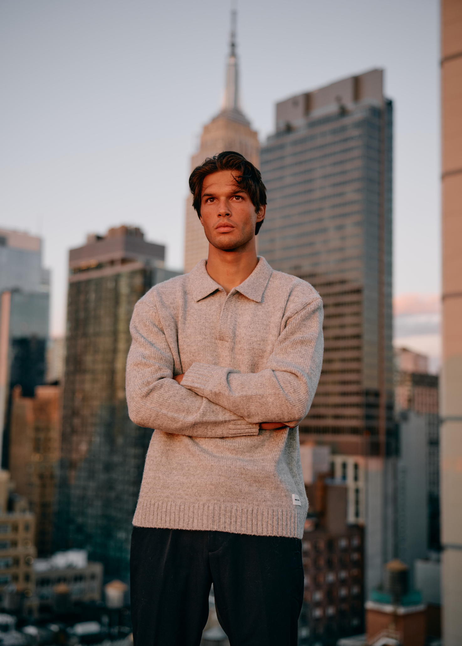 Heavy Knit Polo - Grey Melee