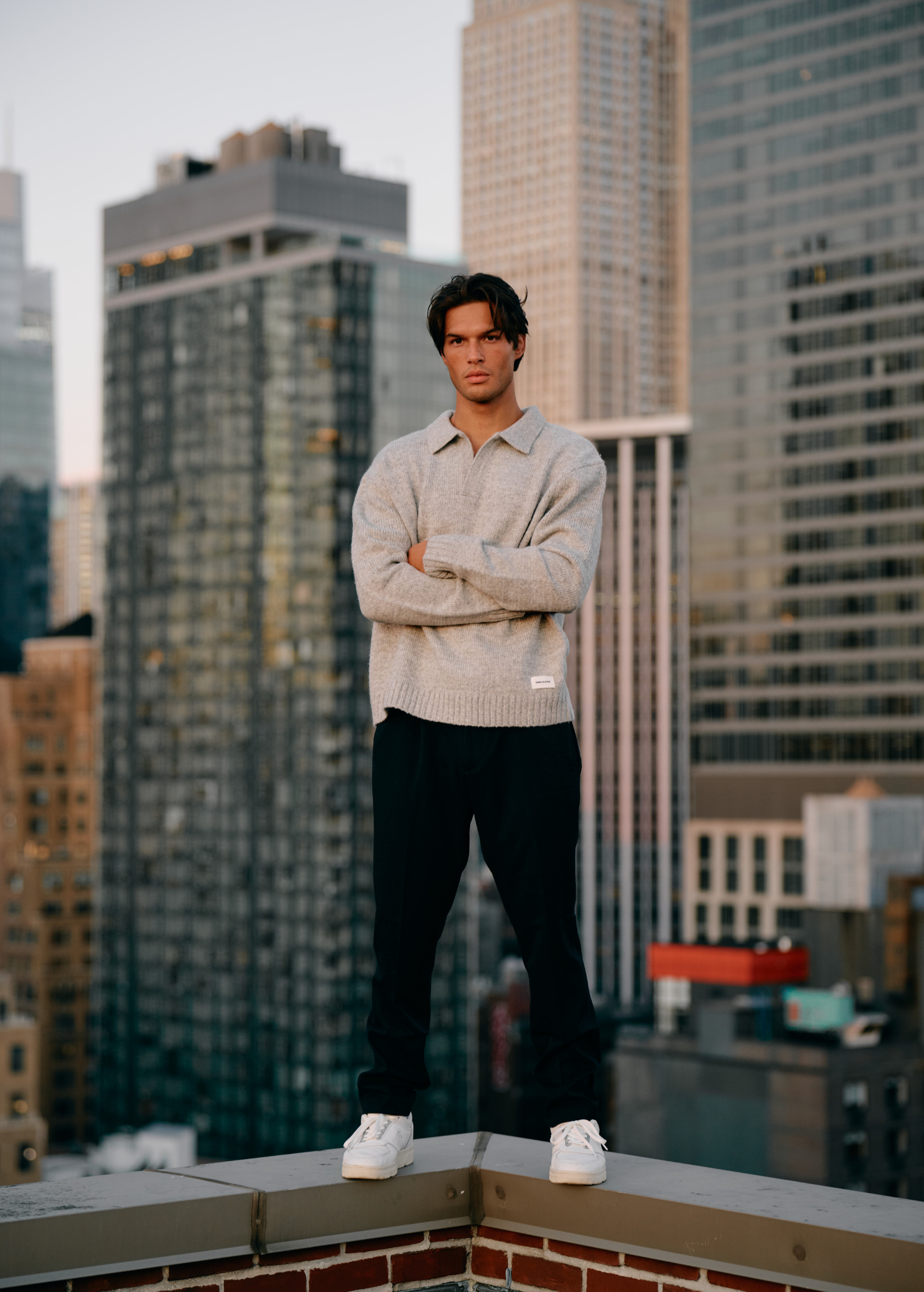 Heavy Knit Polo - Grey Melee