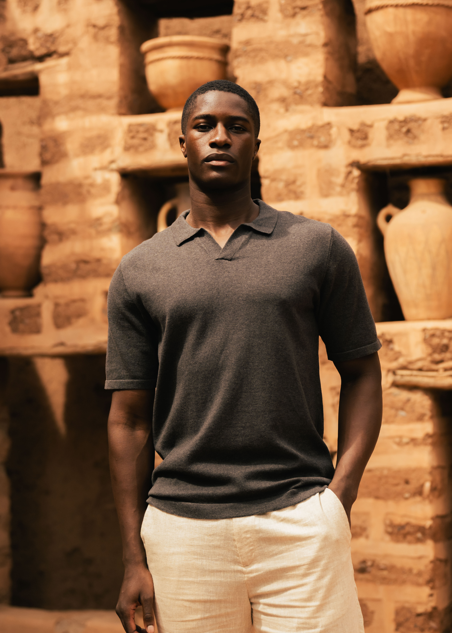 Knitted Polo - Anthracite Melange